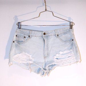 High Waisted Light Wash Jean Shorts